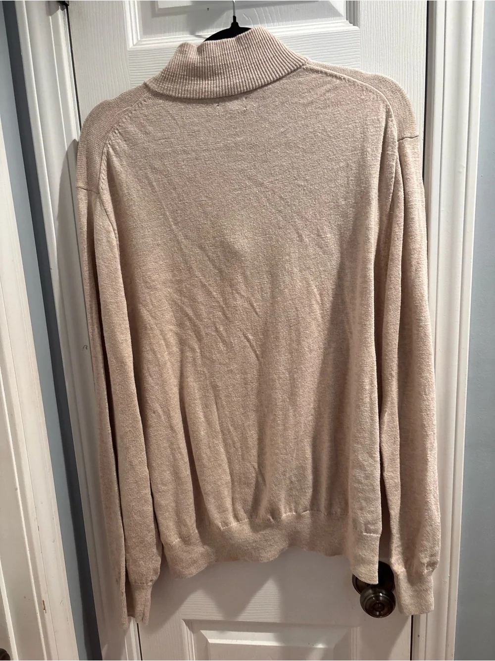 Men's J Crew Half-Zip Pullover Cotton Sweater in Light Beige